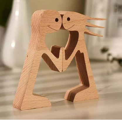 Handcrafted Wood Dog Sculpture | Man & Dog Home Decor Gift