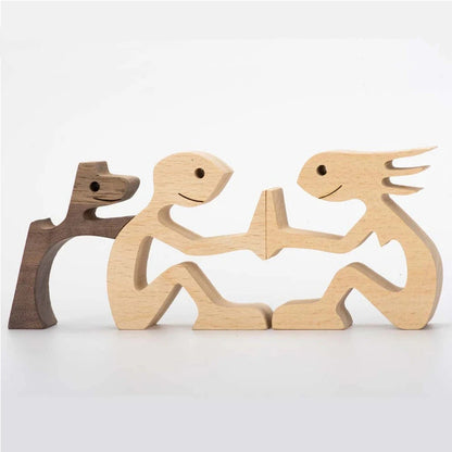 Handcrafted Wood Dog Sculpture | Man & Dog Home Decor Gift