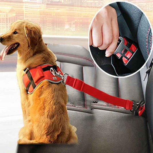 Adjustable Vehicle Dog Harness With Lead Clip Safety Lever Traction