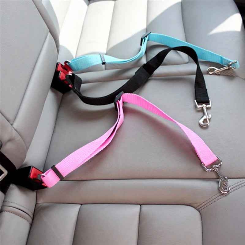 Adjustable Vehicle Dog Harness With Lead Clip Safety Lever Traction