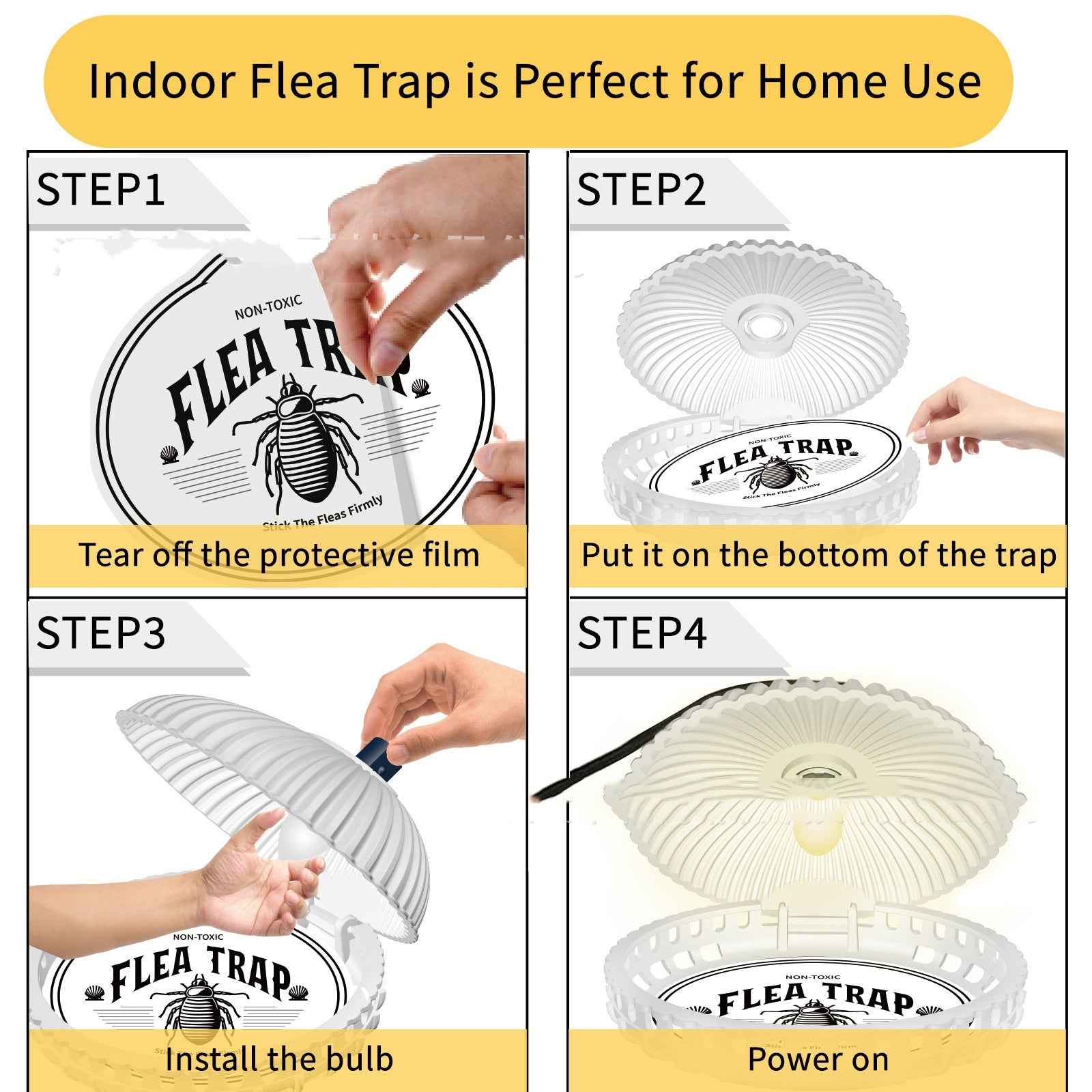 Pet Flea Trap Lamp | Shell Shape Indoor Flea Killer (2-Pack)