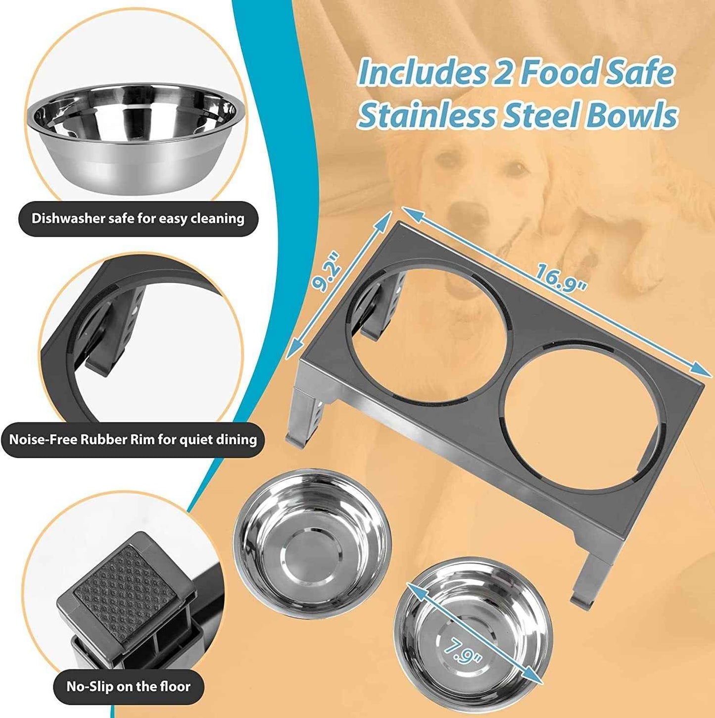 Elevated Dog Bowl - Raised Feeder for Neck Protection
