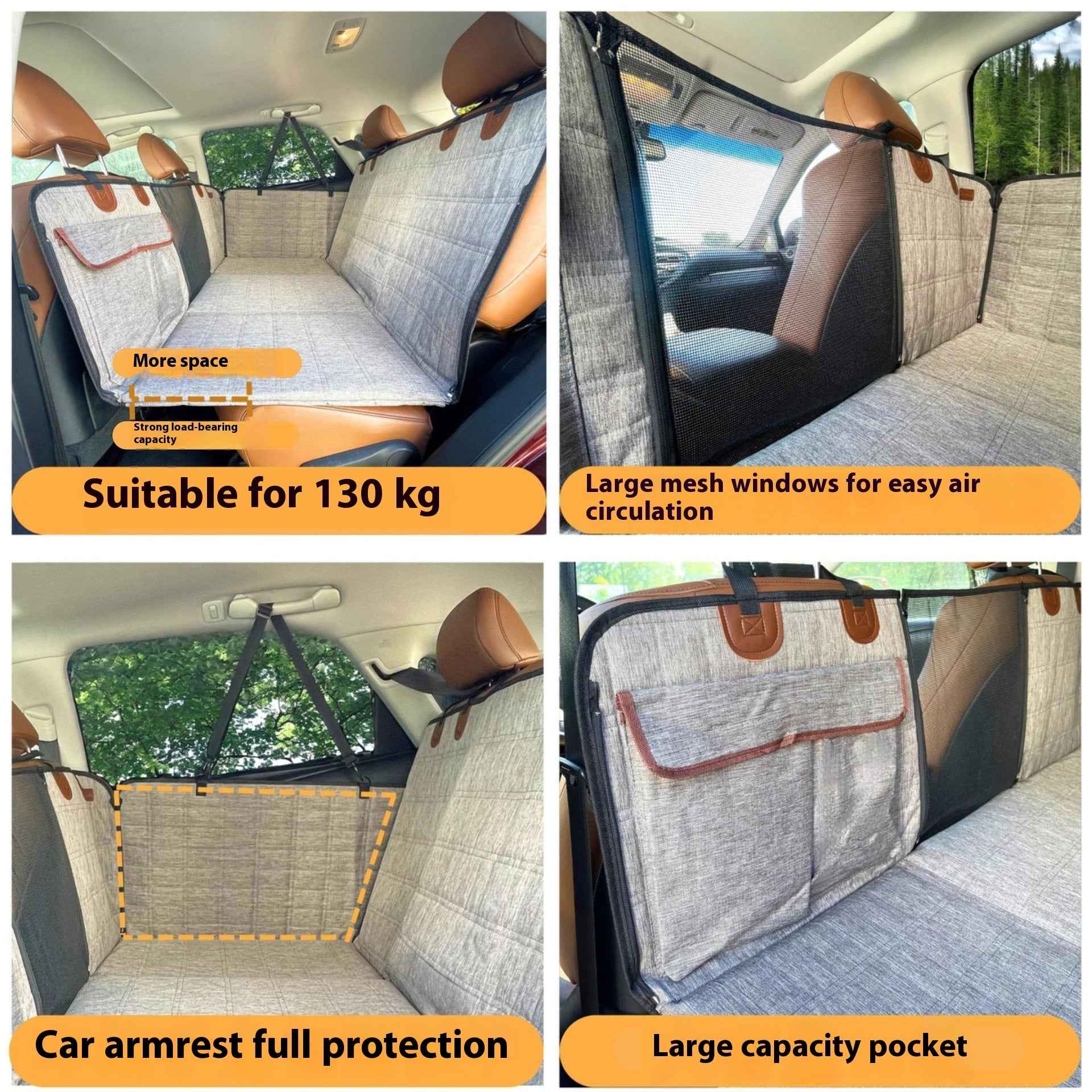 Rear Seat Pet Pad with Widened Support Plate Dog Bed
