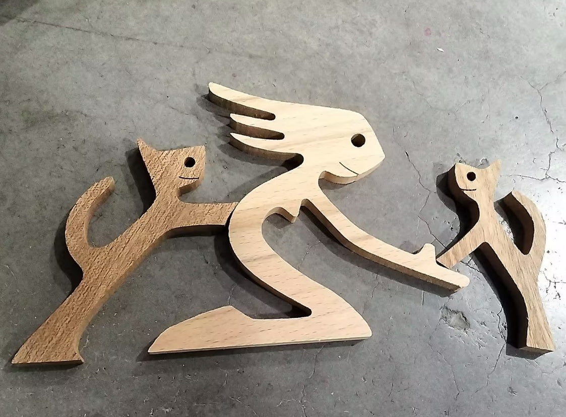 Handcrafted Wood Dog Sculpture | Man & Dog Home Decor Gift