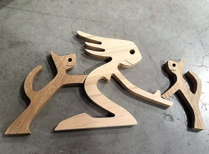 Handcrafted Wood Dog Sculpture | Man & Dog Home Decor Gift