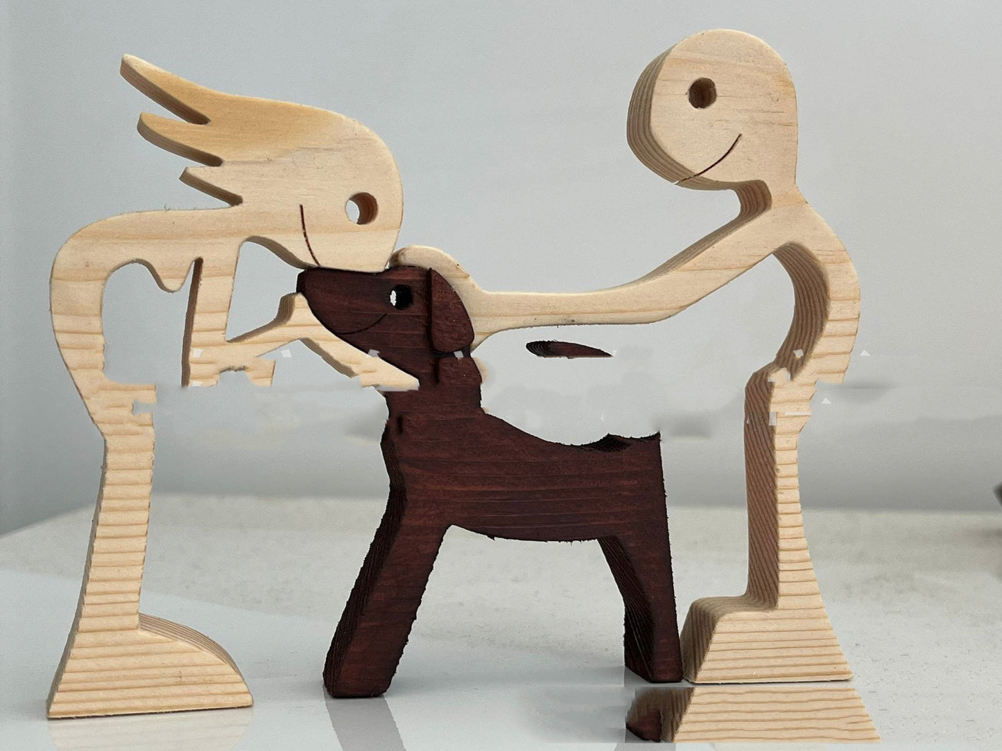 Handcrafted Wood Dog Sculpture | Man & Dog Home Decor Gift