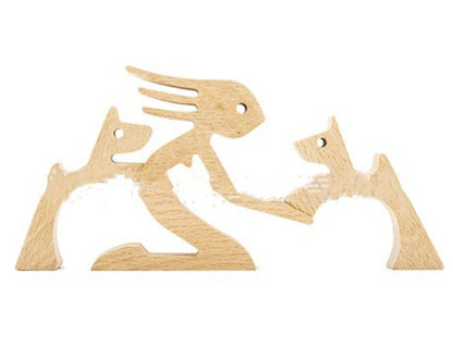 Handcrafted Wood Dog Sculpture | Man & Dog Home Decor Gift