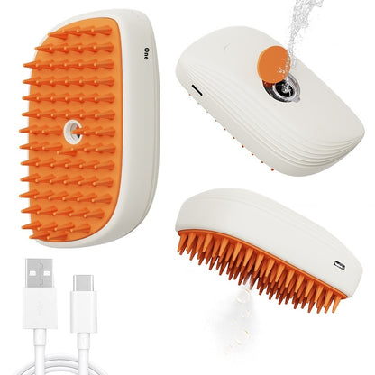 USB Rechargeable Pet Steam Brush, Spray/Steam  Massage Comb and Pet Grooming Tools