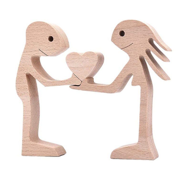 Handcrafted Wood Dog Sculpture | Man & Dog Home Decor Gift