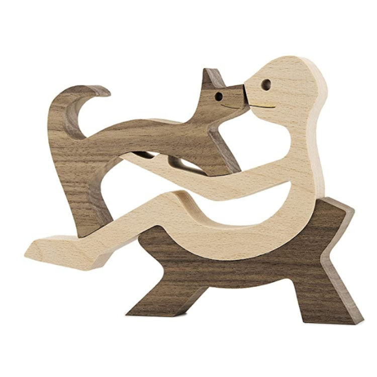 Handcrafted Wood Dog Sculpture | Man & Dog Home Decor Gift