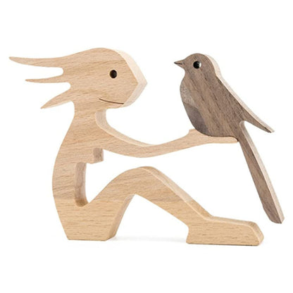Handcrafted Wood Dog Sculpture | Man & Dog Home Decor Gift