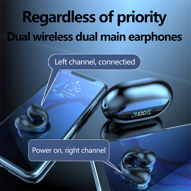 Wireless Bluetooth 5.3 Bone Conduction Sports Earbuds - Ear Clip