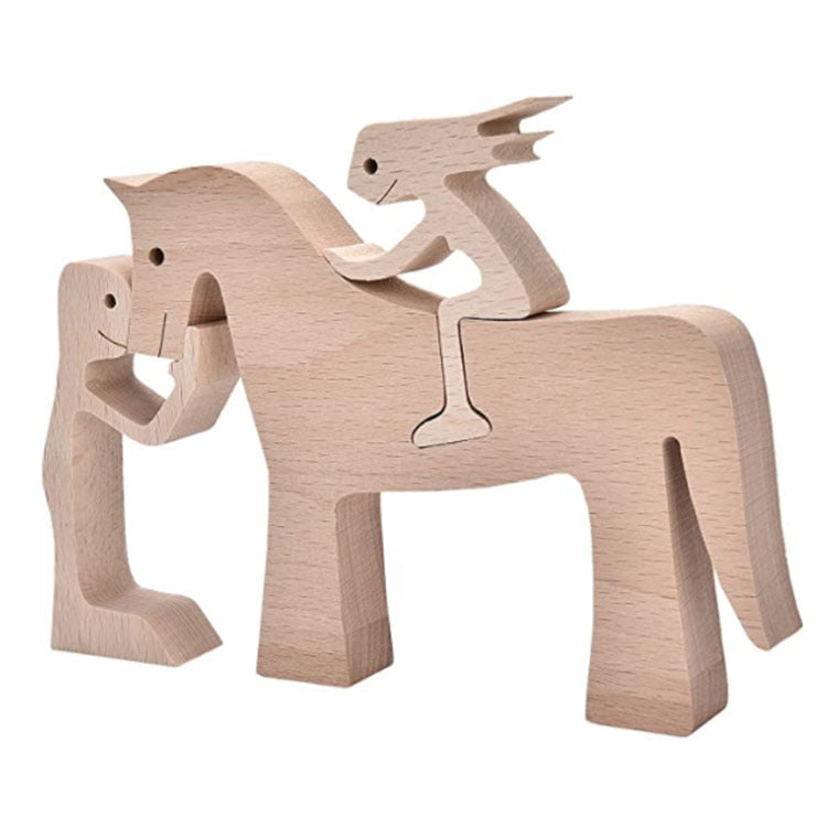 Handcrafted Wood Dog Sculpture | Man & Dog Home Decor Gift