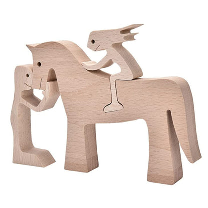 Handcrafted Wood Dog Sculpture | Man & Dog Home Decor Gift