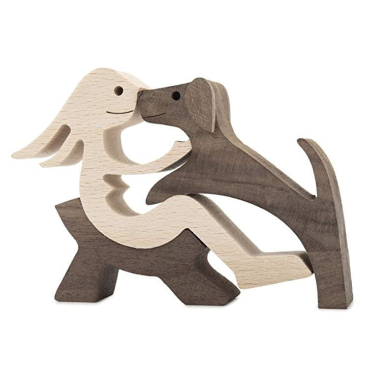 Handcrafted Wood Dog Sculpture | Man & Dog Home Decor Gift