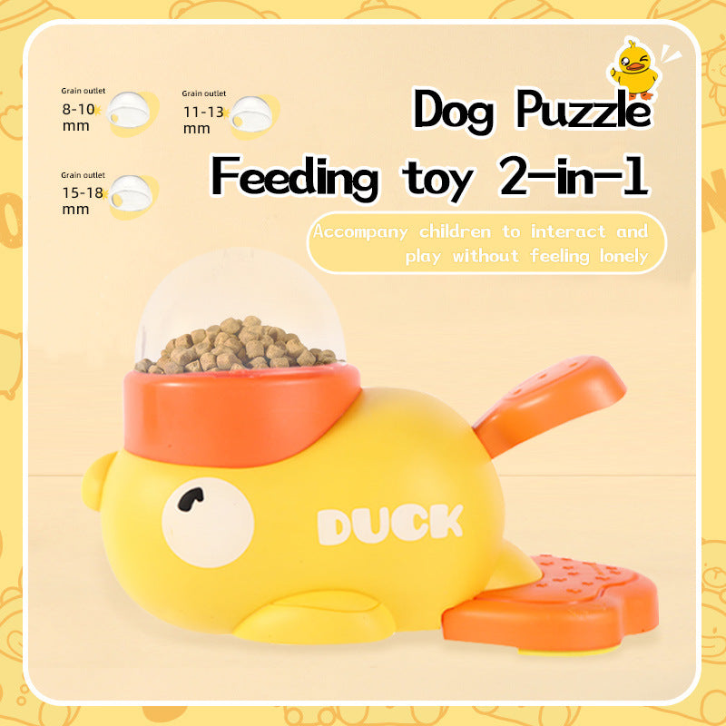 Cartoon Duck Design Anti-slip Interactive Dog Puzzle Feeder Pet Food Treat Dispenser Toys For Dog Training
