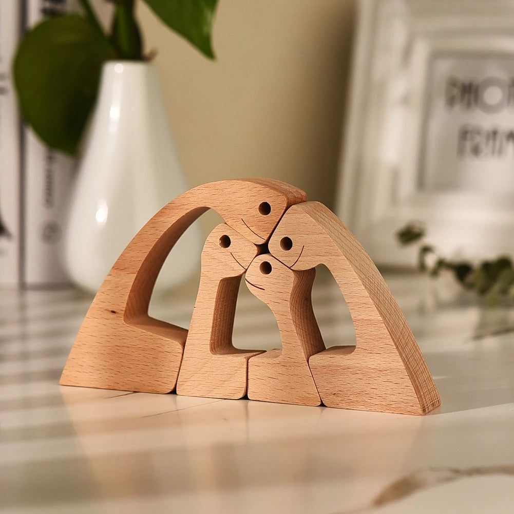 Handcrafted Wood Dog Sculpture | Man & Dog Home Decor Gift