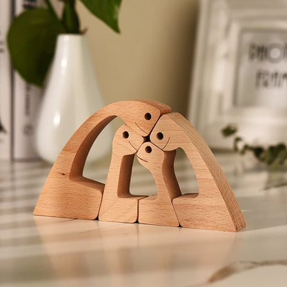 Handcrafted Wood Dog Sculpture | Man & Dog Home Decor Gift