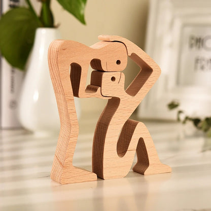 Handcrafted Wood Dog Sculpture | Man & Dog Home Decor Gift
