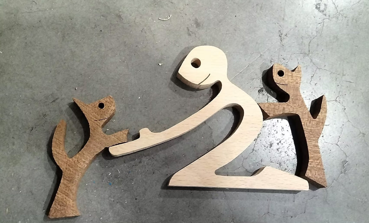 Handcrafted Wood Dog Sculpture | Man & Dog Home Decor Gift