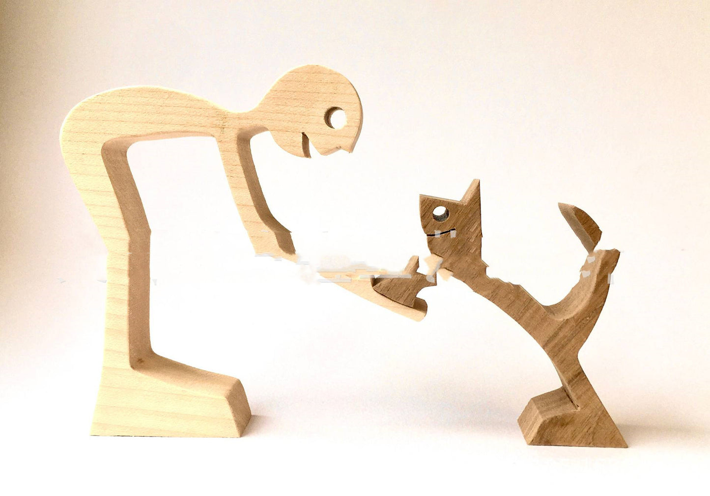 Handcrafted Wood Dog Sculpture | Man & Dog Home Decor Gift