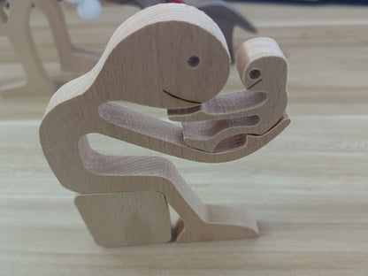 Handcrafted Wood Dog Sculpture | Man & Dog Home Decor Gift