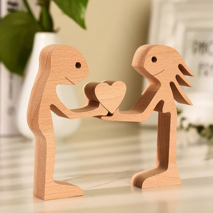 Handcrafted Wood Dog Sculpture | Man & Dog Home Decor Gift
