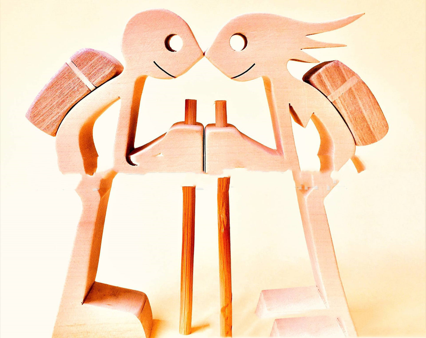 Handcrafted Wood Dog Sculpture | Man & Dog Home Decor Gift