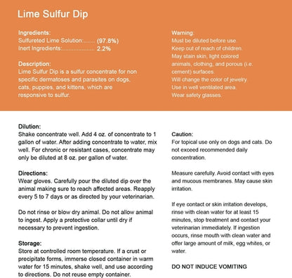 Classic's Lime Sulfur Dip Safe Solution for Dog Cat Horse Pet