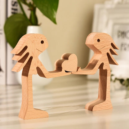 Handcrafted Wood Dog Sculpture | Man & Dog Home Decor Gift