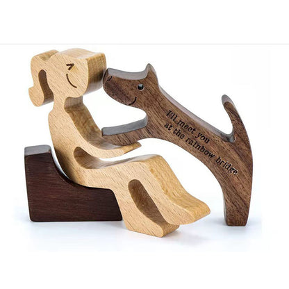 Handcrafted Wood Dog Sculpture | Man & Dog Home Decor Gift
