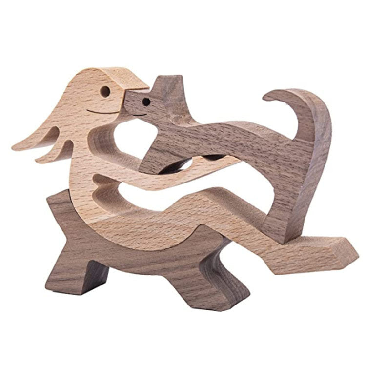 Handcrafted Wood Dog Sculpture | Man & Dog Home Decor Gift