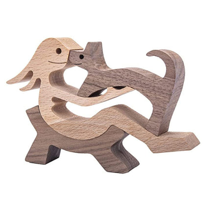 Handcrafted Wood Dog Sculpture | Man & Dog Home Decor Gift