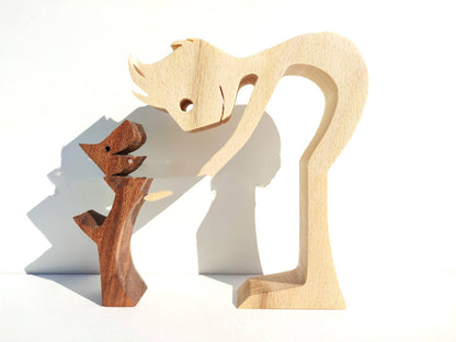 Handcrafted Wood Dog Sculpture | Man & Dog Home Decor Gift