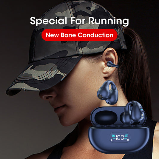 Wireless Bluetooth 5.3 Bone Conduction Sports Earbuds - Ear Clip