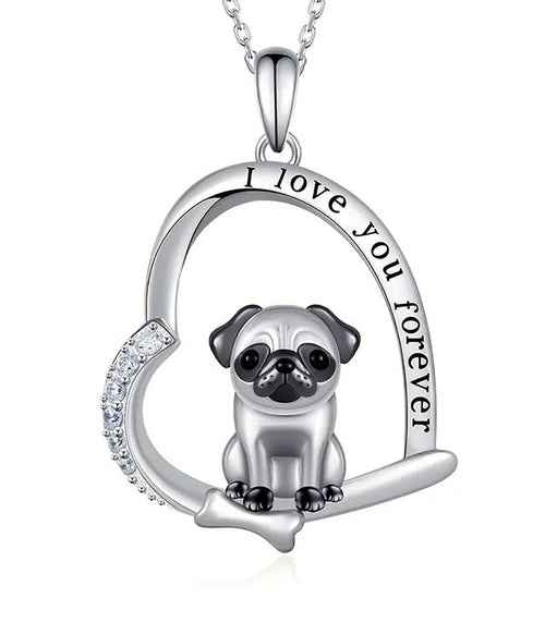 PET LOVERS THEME DOG AND HEART NECKLACE