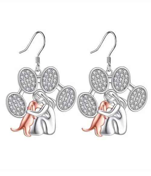 PET LOVERS THEME DOG AND PAW EARRING